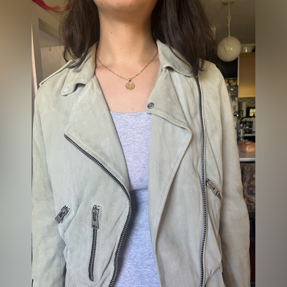 All Saint Suede Biker Jacket with belt - show stopping teal